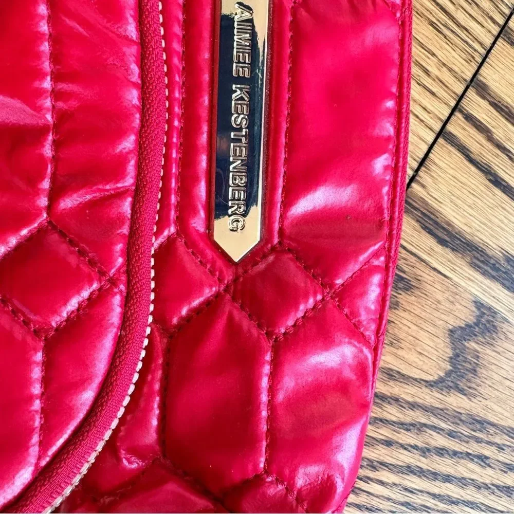 Aimee Kestenberg Red Puffer Quilted Makeup Case | Milan Travel Pouch